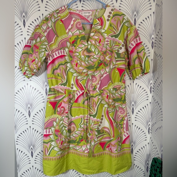 chole + renee Dresses & Skirts - Vibrant Pink and Green Patterned Dress